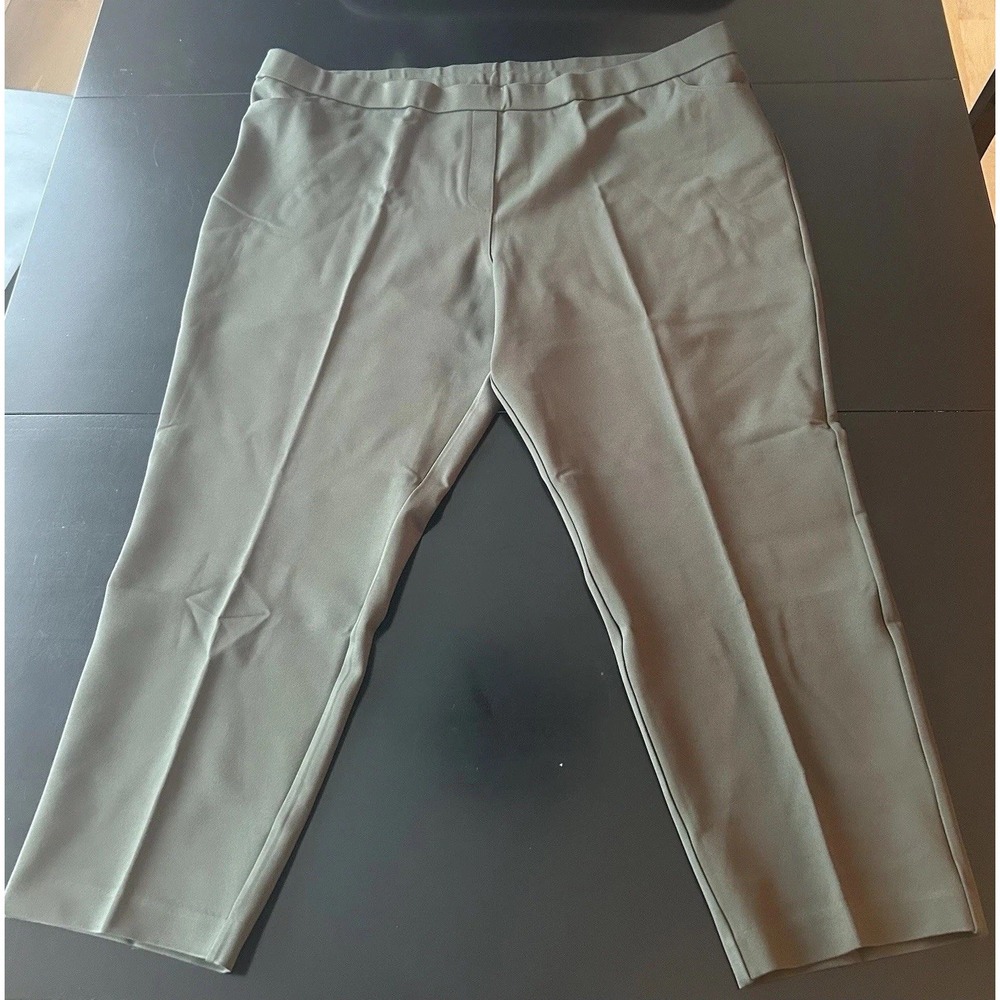 New Susan Graver Womens Ankle Pants Plus Size 3X Pull On Green Stretchy Pockets